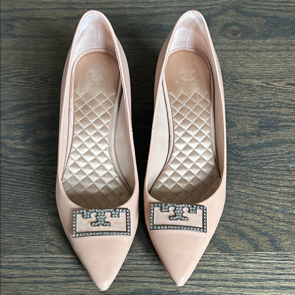 Elegant Nude Embellished Women's Pumps